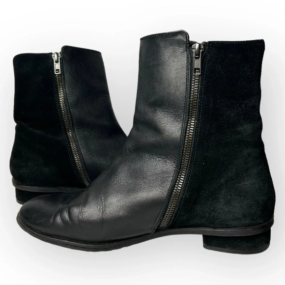 Barbara Barbieri Black Suede and Leather Side  Zip Ankle Bootie 39 - Picture 5 of 8